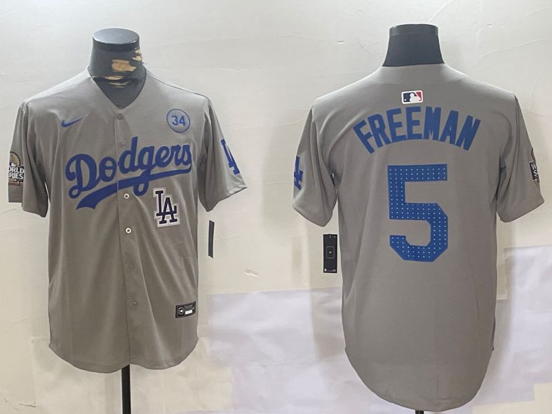 Men Los Angeles Dodgers #5 Freeman Grey Game 2024 Nike MLB Jersey style 11205
